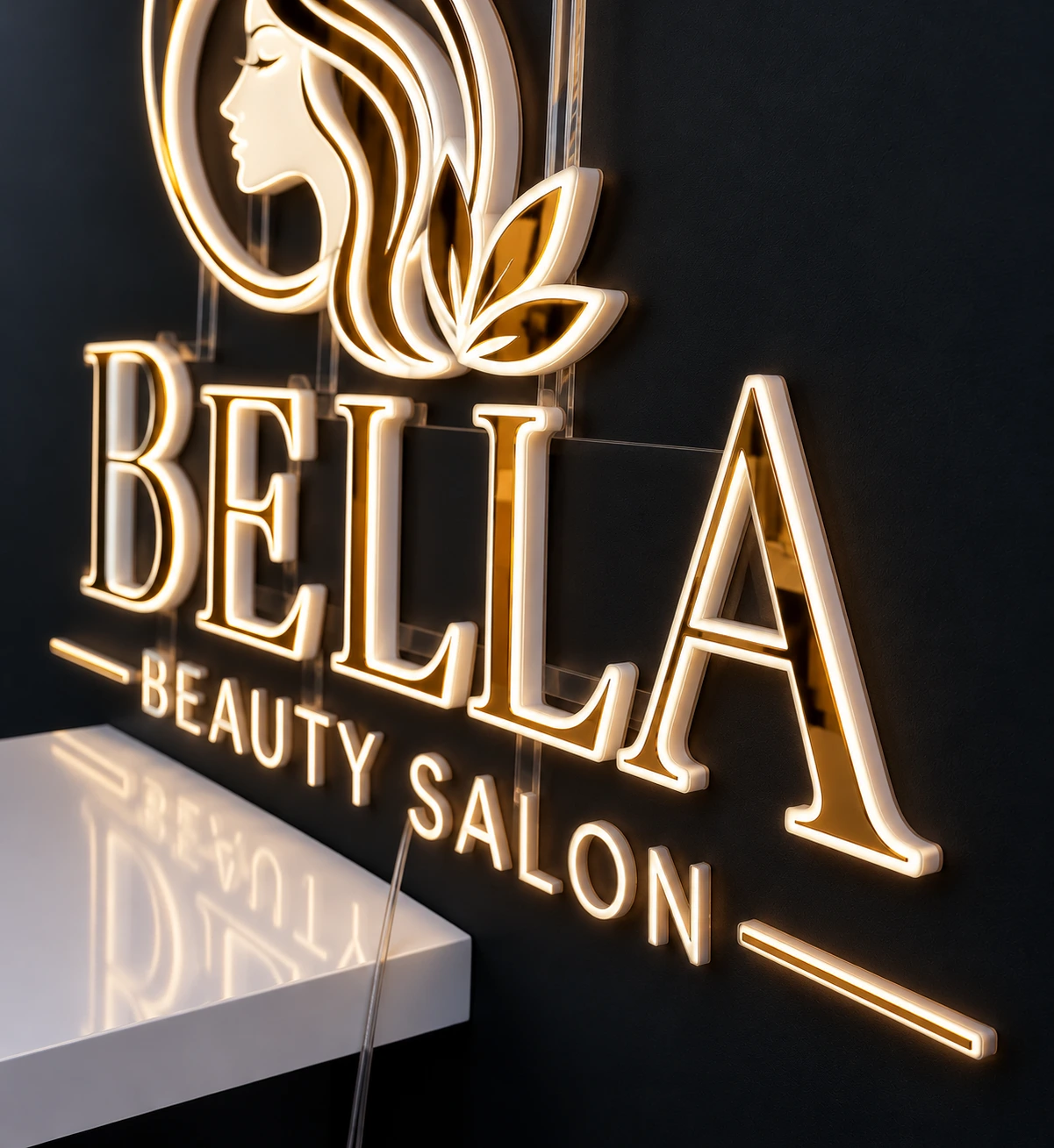 elegancki szyld salonu ledon